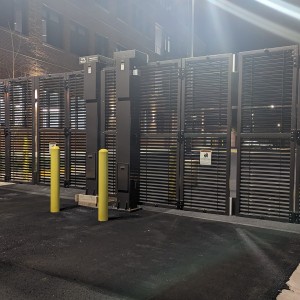 Trackless Bifold Gate (PDXT) with Louvered Panel Infill 